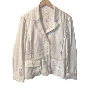 ARMANI JEANS WOMENS SZ 10 WHITE 3 BUTTON BLAZER COASTAL RESORT